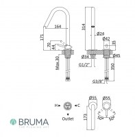 MONOMANDO LAVABO CON MANDO SEPARADAO LUSITANO BRUMA